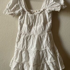 White Tiered Short Sleeve Dress